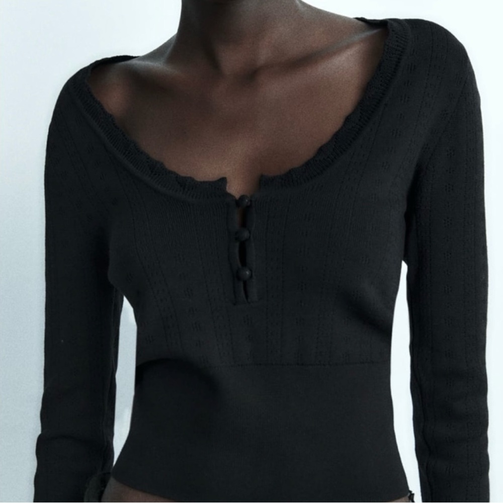 Zara Pointelle Knit Sweater